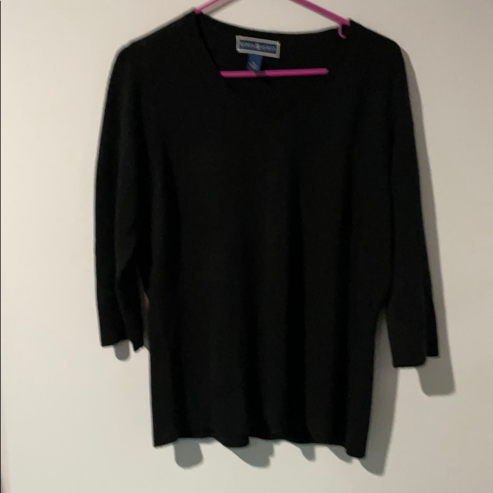 3/4 sleeve v-neck black sweater Size XL